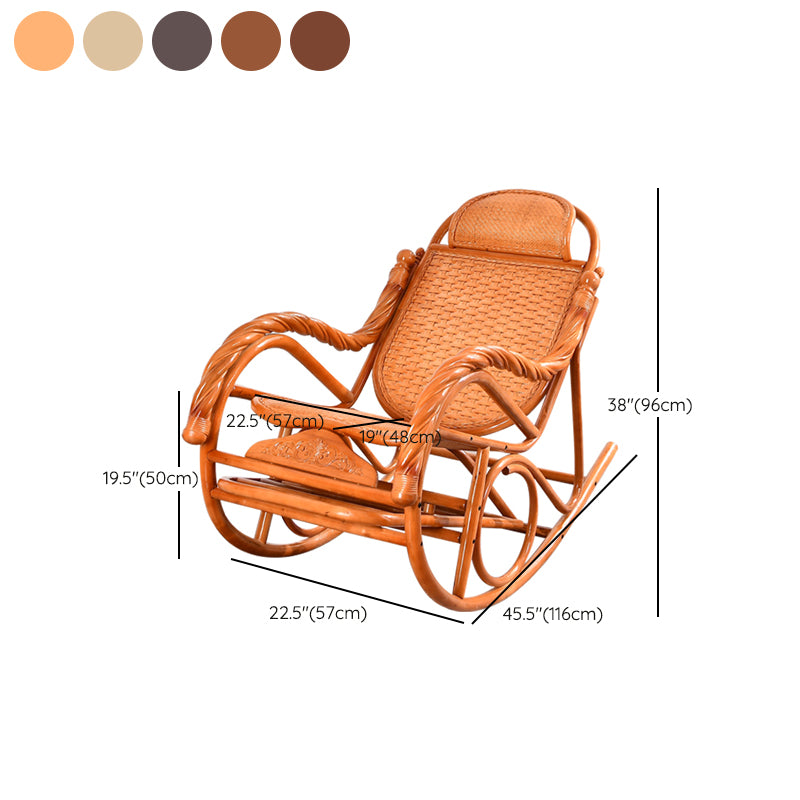 Rattan Rocking Chair Pure Color Traditional Woven Rope Rocking Chair in Living Room
