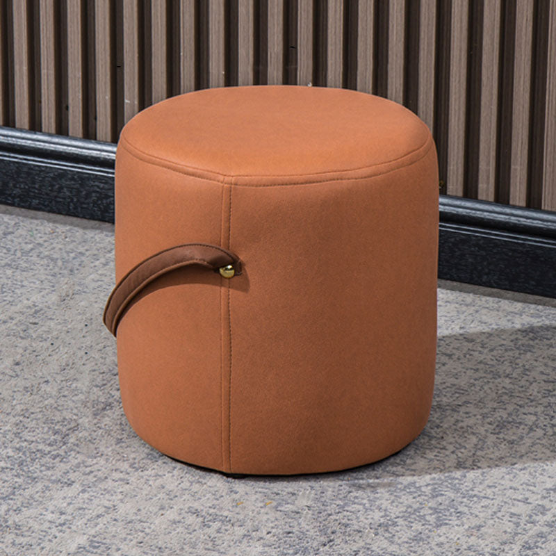 Modern Orange Pouf Round Scratch Resistant Pouf for Living Room