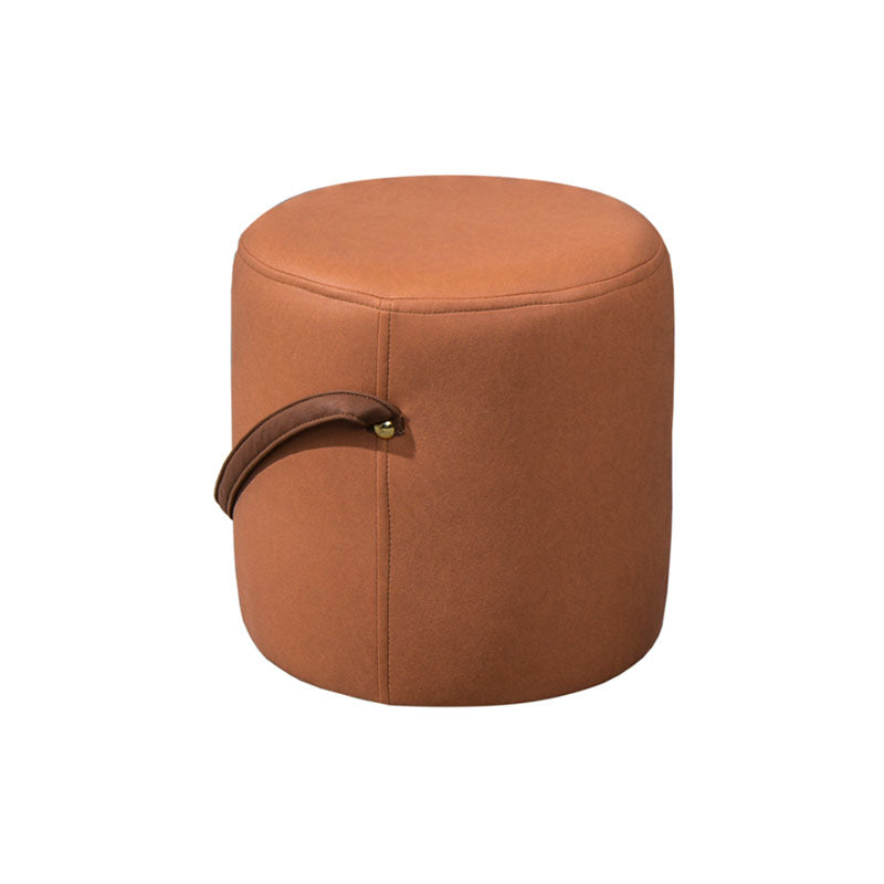 Modern Orange Pouf Round Scratch Resistant Pouf for Living Room