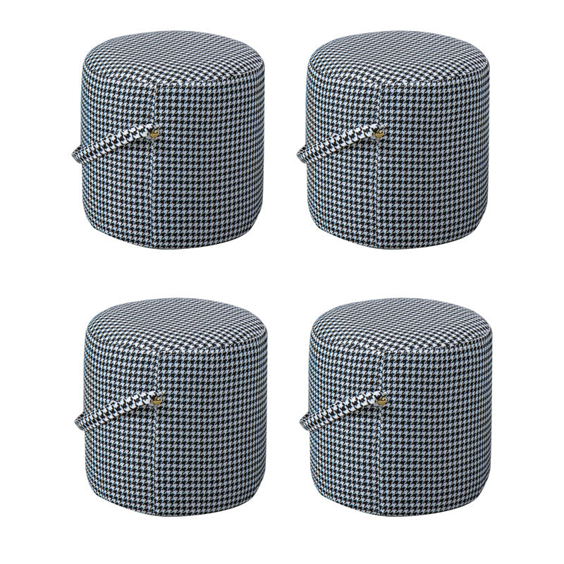 Modern Orange Pouf Round Scratch Resistant Pouf for Living Room