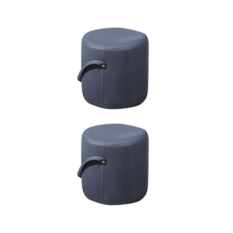 Modern Orange Pouf Round Scratch Resistant Pouf for Living Room