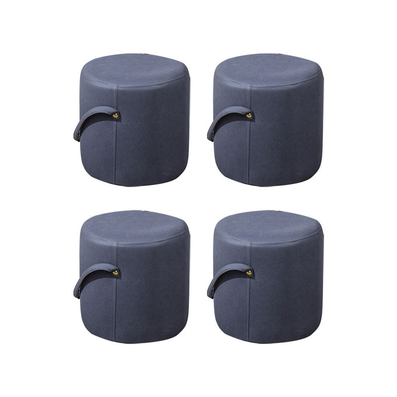 Modern Orange Pouf Round Scratch Resistant Pouf for Living Room