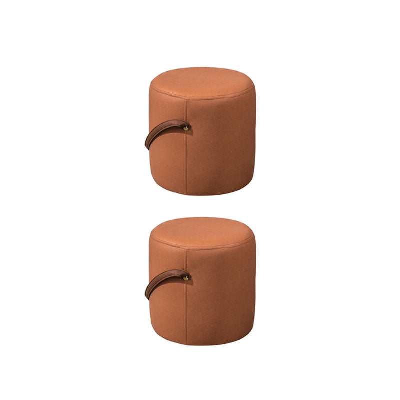 Modern Orange Pouf Round Scratch Resistant Pouf for Living Room