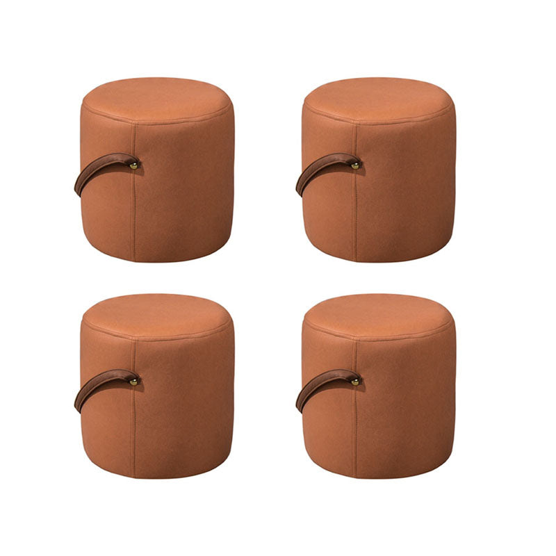 Modern Orange Pouf Round Scratch Resistant Pouf for Living Room