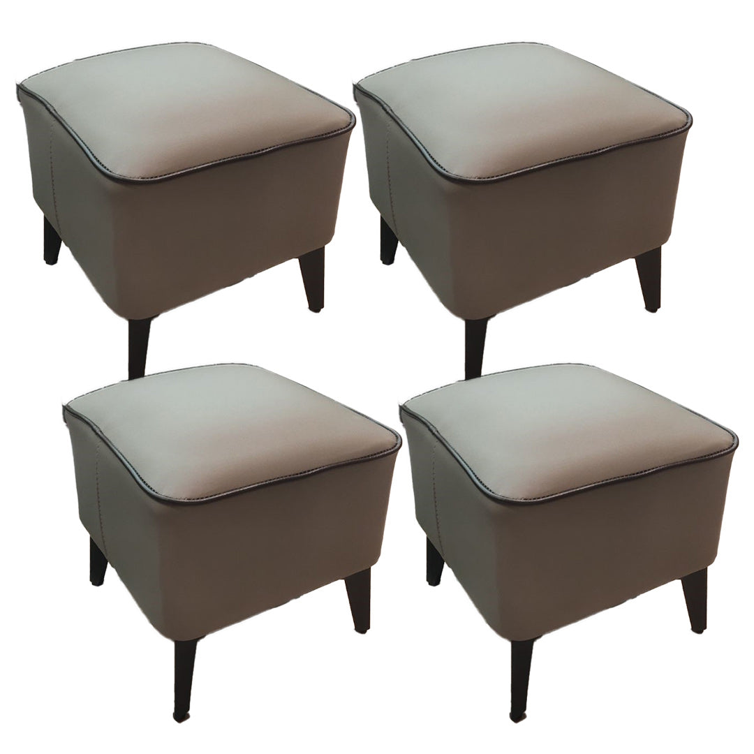 Mid-Century Modern Pouf Ottoman Faux Leather Upholstered Square Ottoman with Chair Legs