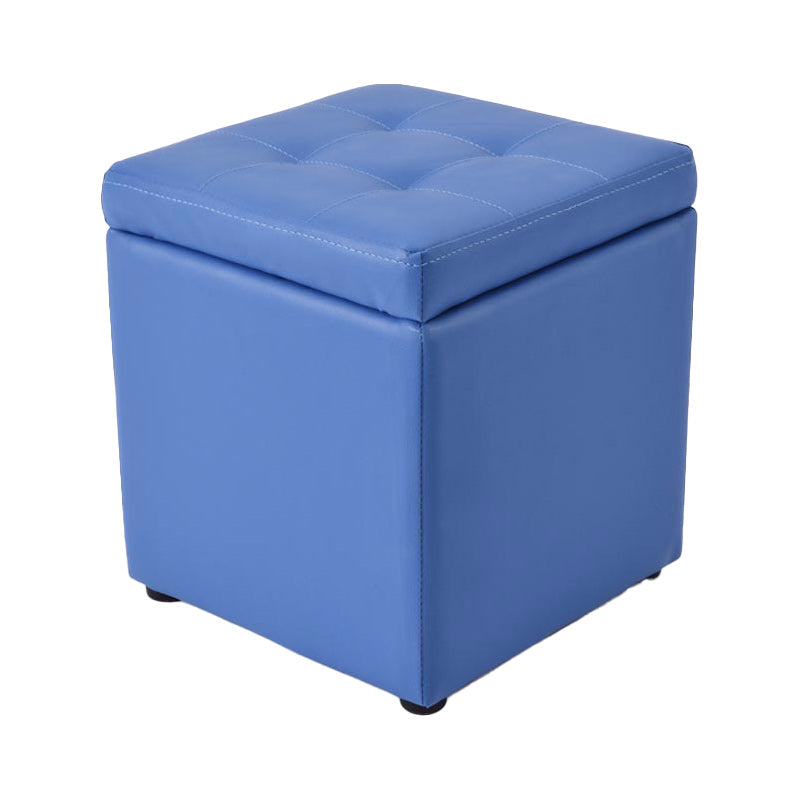 Tufted Pouf PU Leather Solid Square Water Resistant Cube Ottoman with Storage