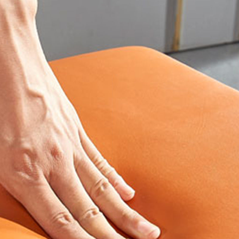 Glam Pouf Ottoman Genuine Leather Upholstered Solid Color Square Ottoman