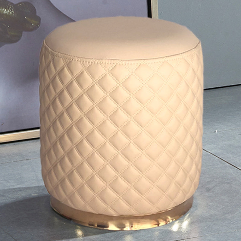 Glam Pouf Ottoman Genuine Leather Upholstered Solid Color Square Ottoman