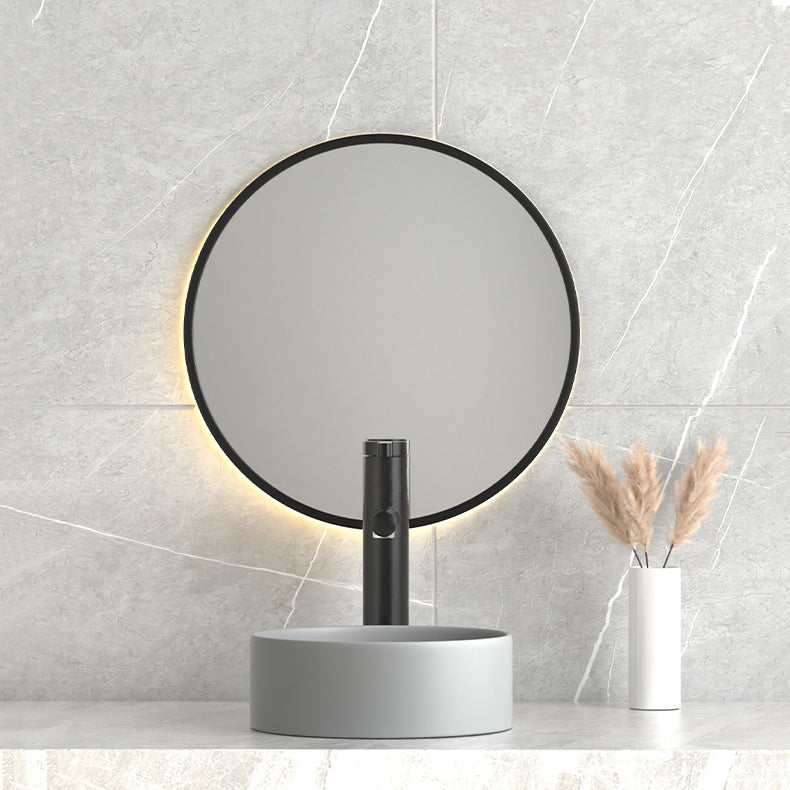 Modern Bathroom Sink Porcelain Pop-Up Drain Round Vessel Lavatory Sink