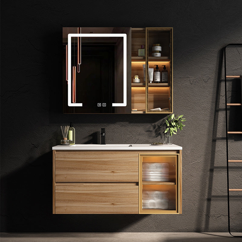 Modern Bathroom Sink Vanity Solid Color Vanity Cabinet with Mirror