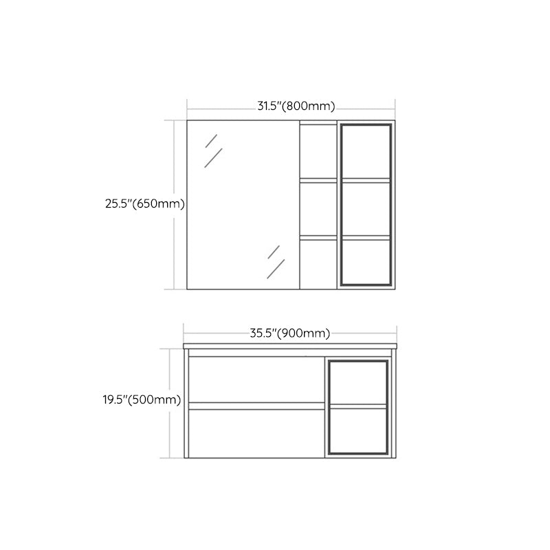 Modern Bathroom Sink Vanity Solid Color Vanity Cabinet with Mirror