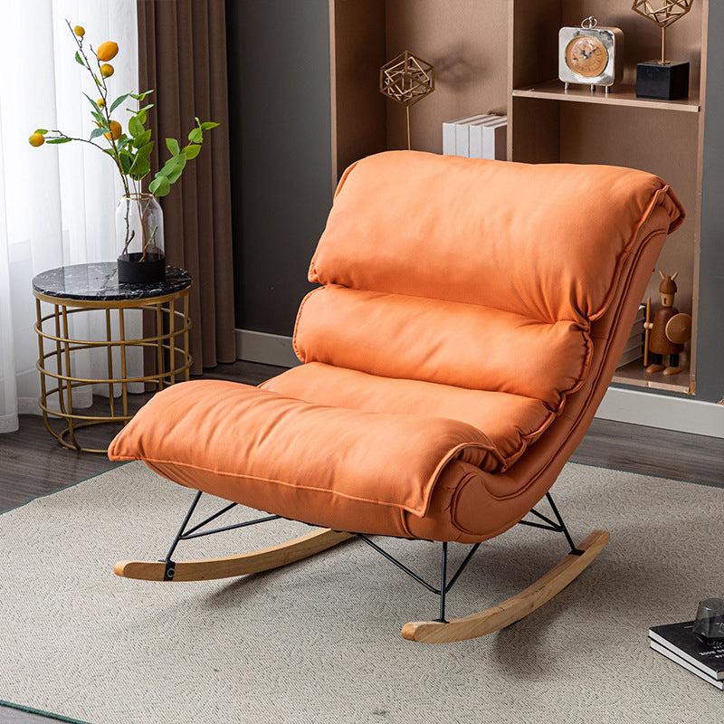 Modern Rocker Upholstered Tufted Cushion Rocking Chair with Dark Leg