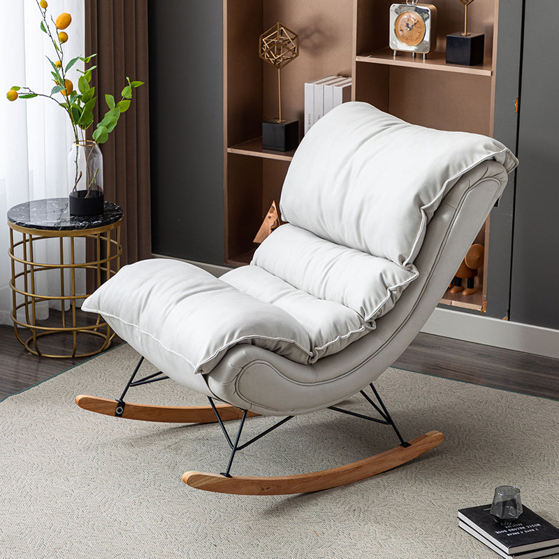 Modern Rocker Upholstered Tufted Cushion Rocking Chair with Dark Leg