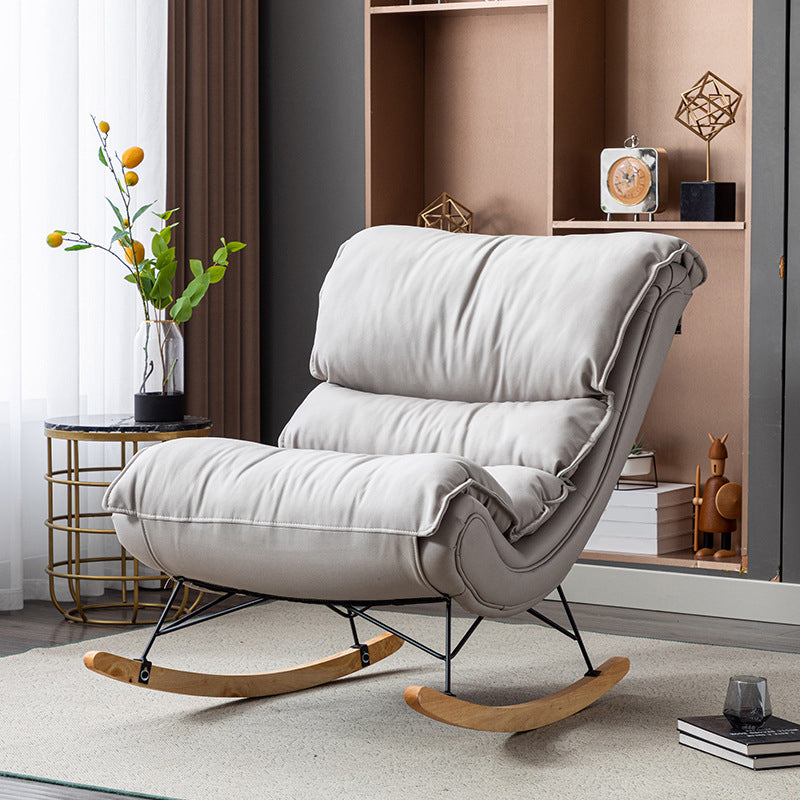 Modern Rocker Upholstered Tufted Cushion Rocking Chair with Dark Leg