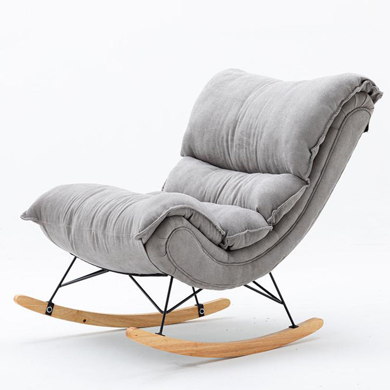 Modern Rocker Upholstered Tufted Cushion Rocking Chair with Dark Leg