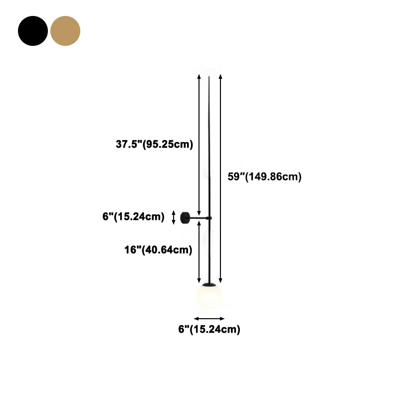 Orb Corridor Wall Light Fixture Milky Glass 1-Light Simple Wall Lamp Sconce with Pencil Arm