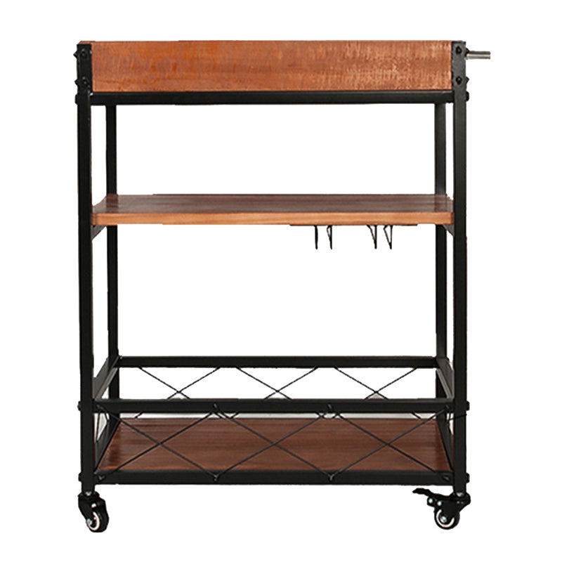 Contemporary Rolling Kitchen Cart Wood Rectangular Kitchen Cart for Dining Room
