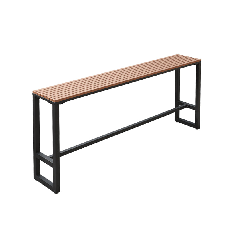 Brown Rectangle Bar Table with Metal Base 1/5 Pieces Industrial Manufactured Wood Pub Set