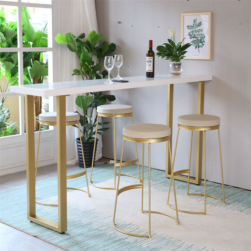 Solid Wood Bar Table Set 1/4/5 Pcs Gold Frame Bar Table and Stools