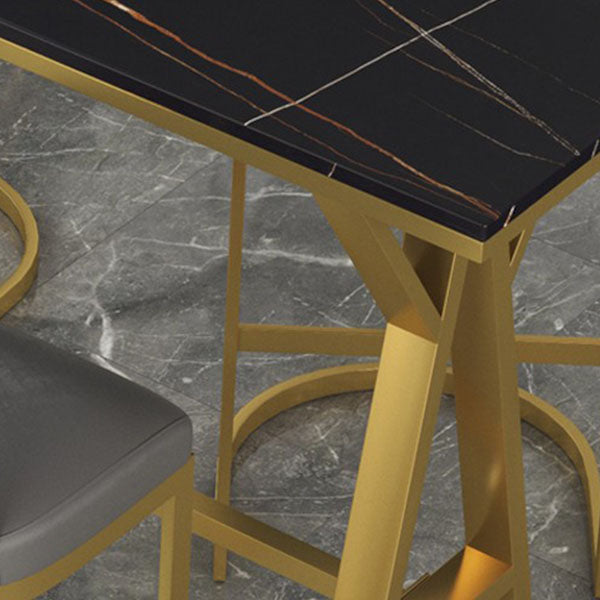 Rectangle Pub Set 1/3/5 Pcs Bar Table and Stools with Gold Metal Frame