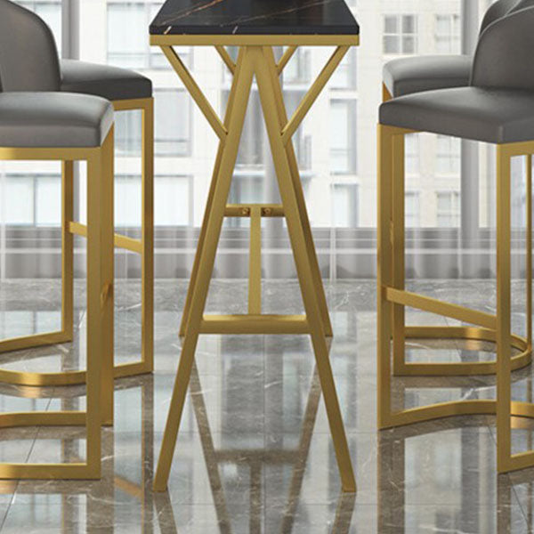 Rectangle Pub Set 1/3/5 Pcs Bar Table and Stools with Gold Metal Frame