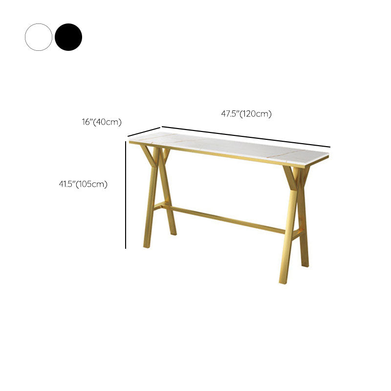 Rectangle Pub Set 1/3/5 Pcs Bar Table and Stools with Gold Metal Frame