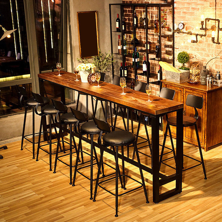 Modern 1/11 Pieces Bar Table Set Rectangle Wood Counter Table with High Stools for Cafe