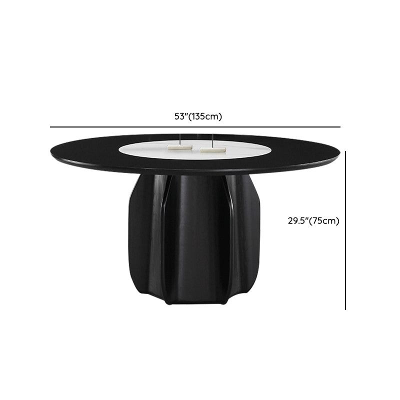 Solid Wood Dining Table Set 1/4/5/7 Pcs Pedestal Dining Table with Upholstered Chairs