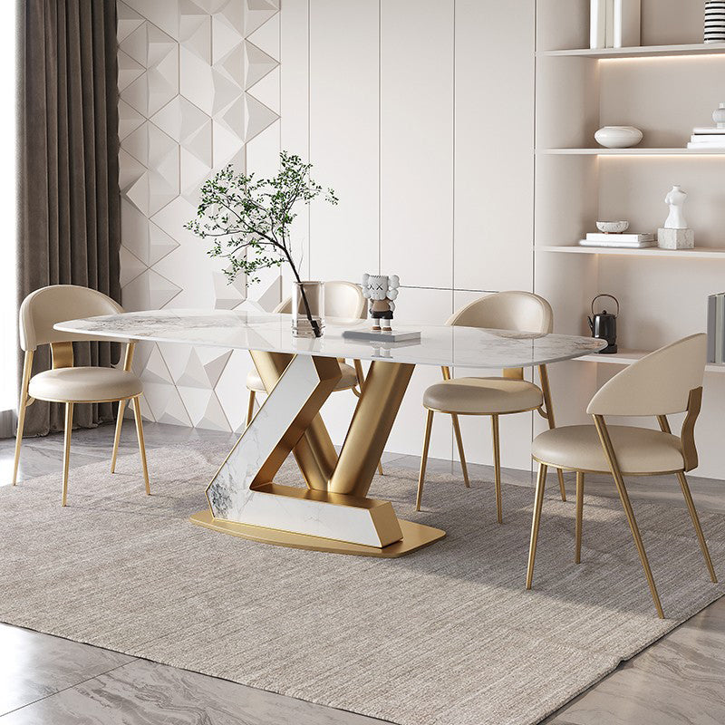 Rectangle Dining Table Set 1/4/5/7 Pcs Sintered Stone Top Table with Chairs