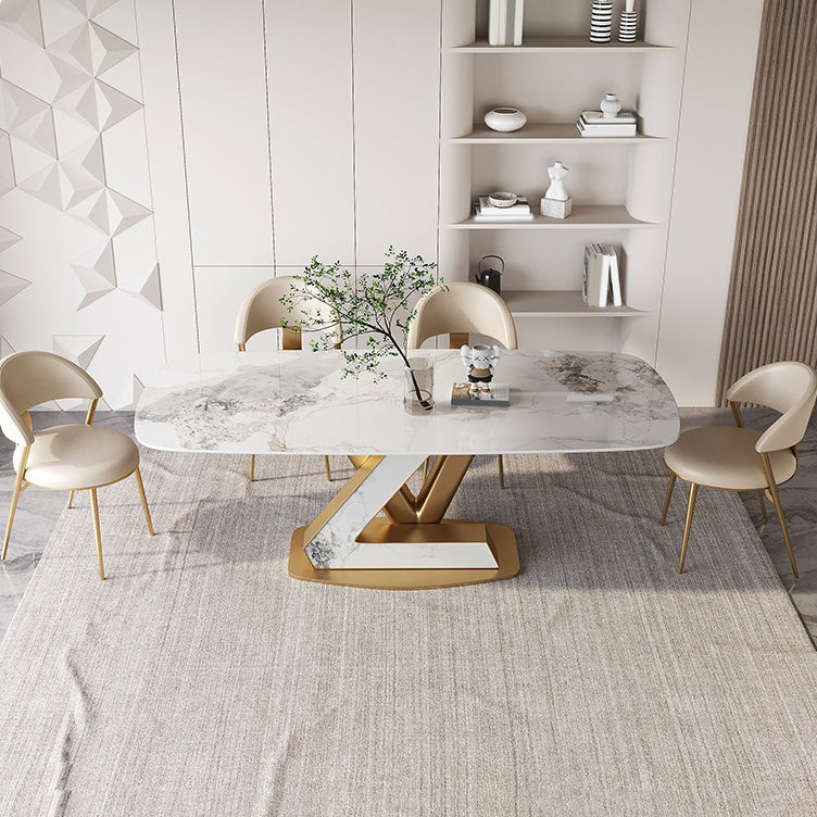 Rectangle Dining Table Set 1/4/5/7 Pcs Sintered Stone Top Table with Chairs