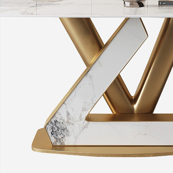 Rectangle Dining Table Set 1/4/5/7 Pcs Sintered Stone Top Table with Chairs