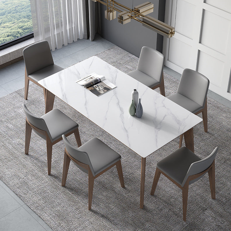 Glossy White Dining Table with Leather Chairs 1/2/4/5/7 Pieces Modern Dinette Set