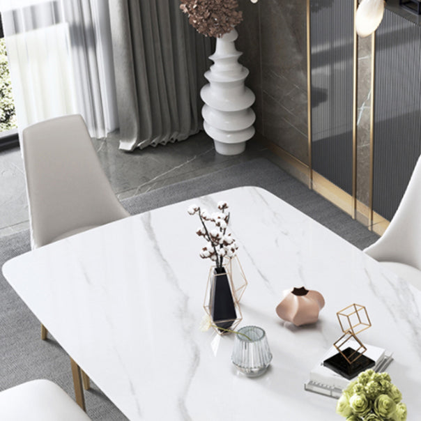 Glam Dining Room Set 1/4/5/7 Pcs Stone Top Dining Table with Upholstered Chairs