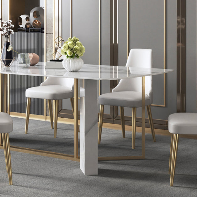 Glam Dining Room Set 1/4/5/7 Pcs Stone Top Dining Table with Upholstered Chairs