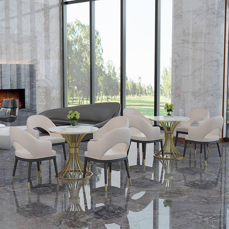 Contemporary Marble Top Dining Table Set 1/3/4/5 Pieces Round Dinette Set