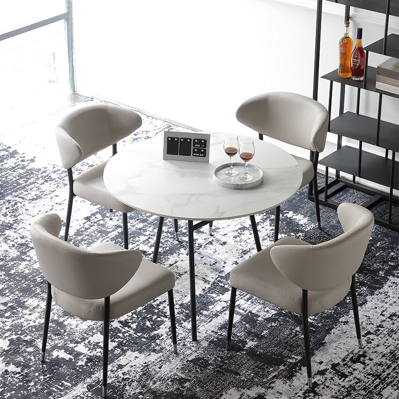 White Stone Table Set for Home 1/2/3/5 Pieces Modern Round Dinette Set