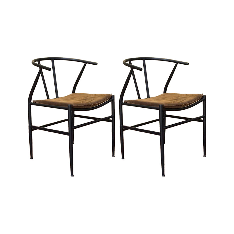 Modern Matte Brown Dining Set with Metal Chairs 1/2/5 Pieces Solid Wood Dinette Set