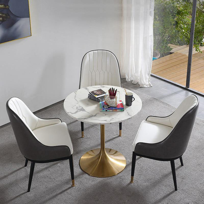 Contemporary Marble Dining Set 1/2/4/5 Pieces Round Dining Table Set with Padded Chairs