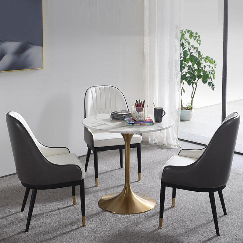 Contemporary Marble Dining Set 1/2/4/5 Pieces Round Dining Table Set with Padded Chairs