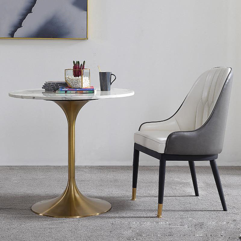 Contemporary Marble Dining Set 1/2/4/5 Pieces Round Dining Table Set with Padded Chairs