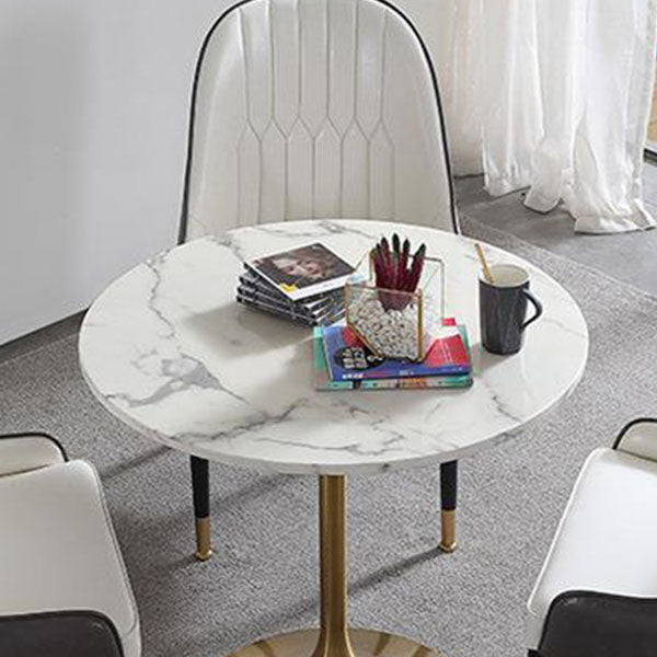 Contemporary Marble Dining Set 1/2/4/5 Pieces Round Dining Table Set with Padded Chairs
