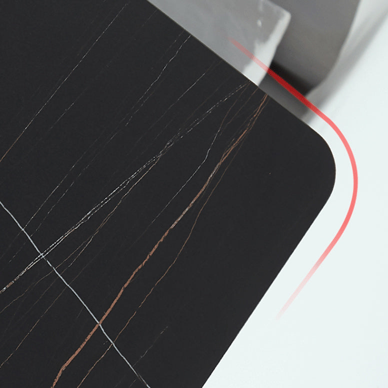 17.7" High Trestle Coffee Table Black Finish Slate Top Cocktail Table