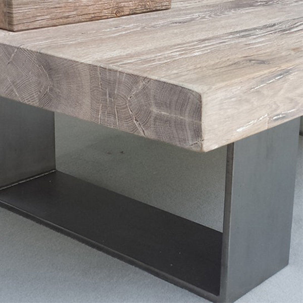 Rectangle Solid Wood Coffee Table Brown Sled Cocktail Table, 17.71" High