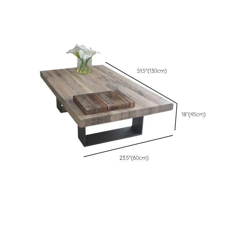 Rectangle Solid Wood Coffee Table Brown Sled Cocktail Table, 17.71" High