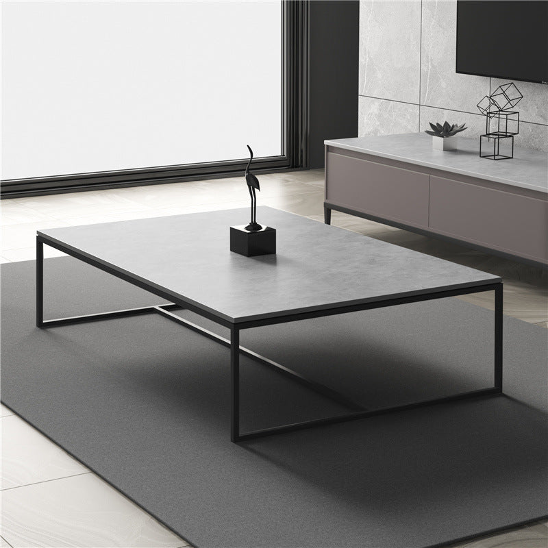 Trestle 1 Single Coffee Table Rectangular Slate Top Coffee Table in Gray