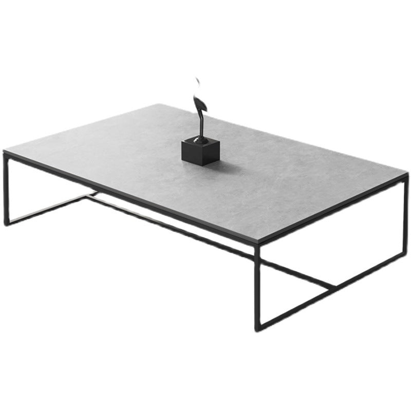 Trestle 1 Single Coffee Table Rectangular Slate Top Coffee Table in Gray