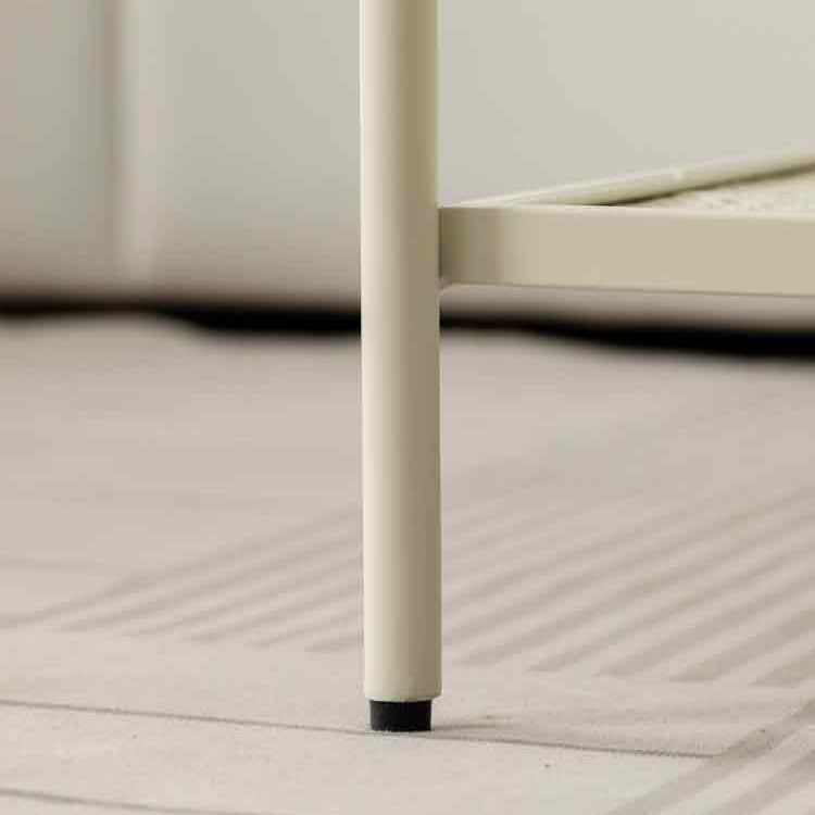 Modern 17.7"H Round Glass Cocktail Table Iron 4 Legs Coffee Table with Shelf