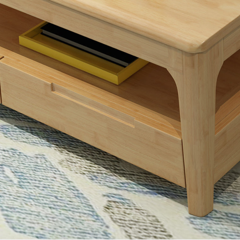 17.7" Tall Wood Rectangular Table Top 4 Legs Coffee Table with Storage