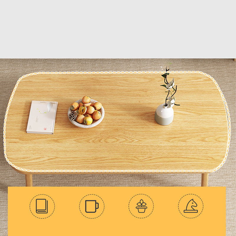 17.7" Tall Rectangular Wood Table Top 4 Legs Coffee Table for Living Room