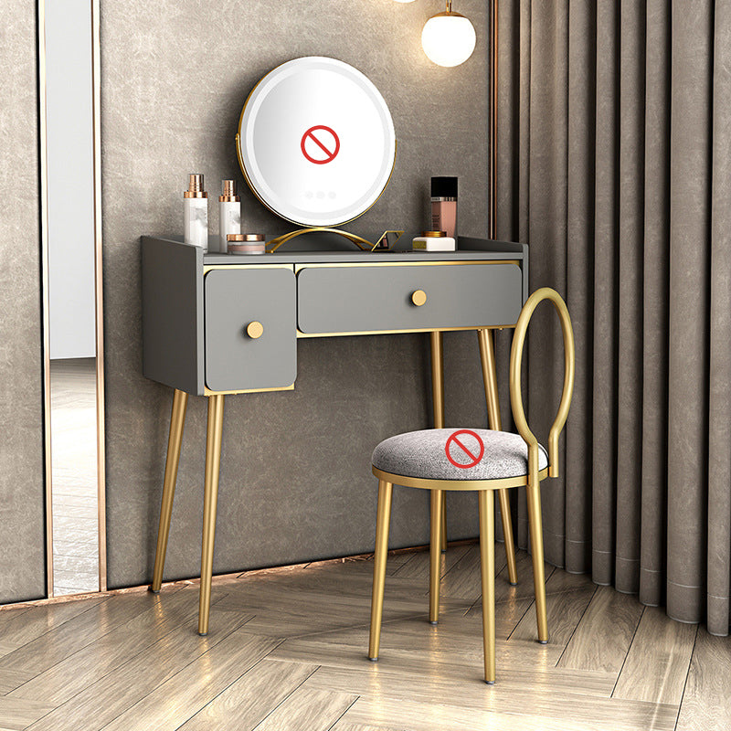Glam Vanity Makeup Table Set Double Drawers Dressing Table  Set